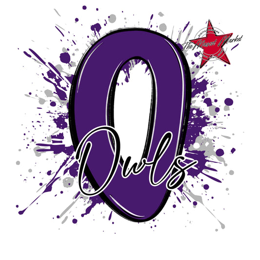 Owls Mascot Splatter-Purple & Grey