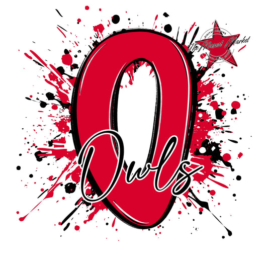Owls Mascot Splatter-Red
