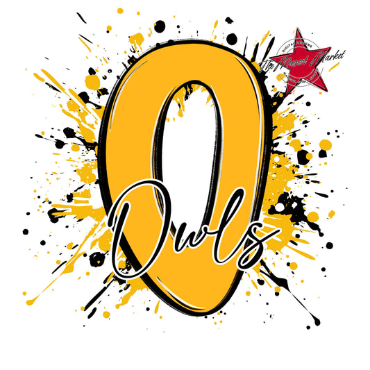 Owls Mascot Splatter-Yellow