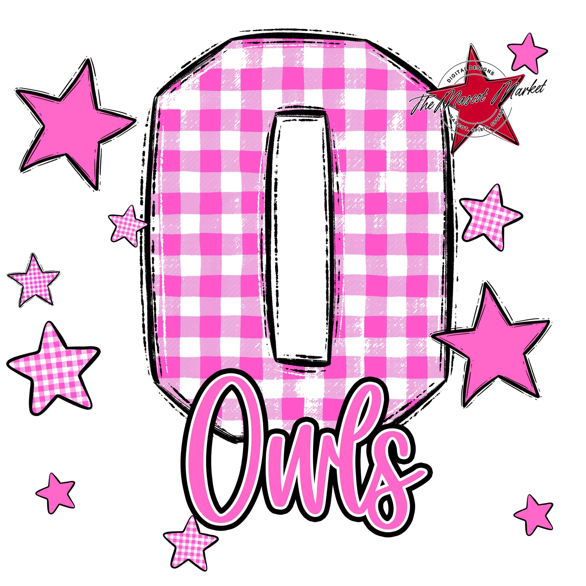 Owls Plaid Star Design-Baby Pink