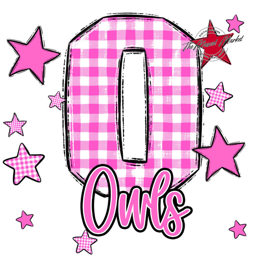 Owls Plaid Star Design-Baby Pink
