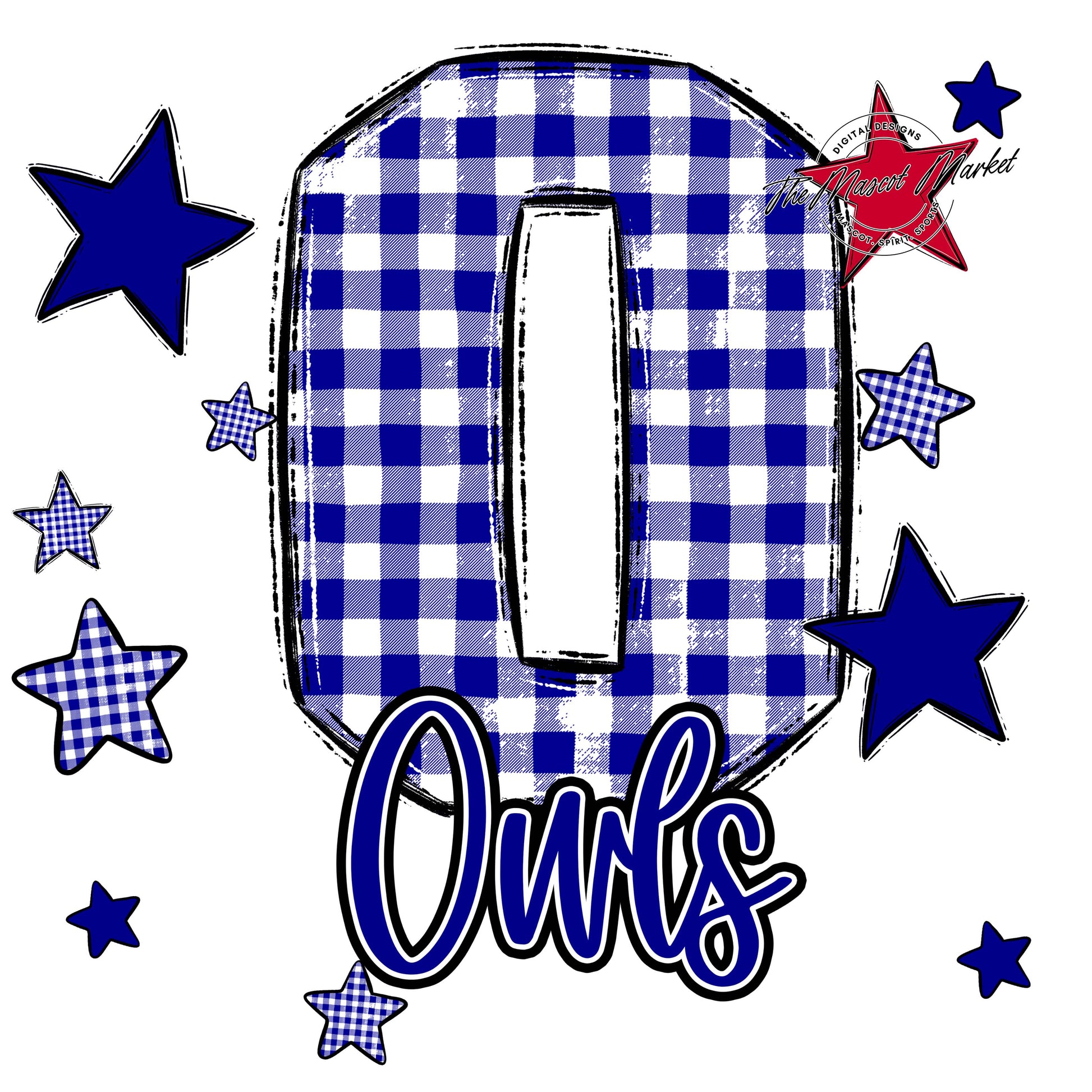 Owls Plaid Star Design-Blue
