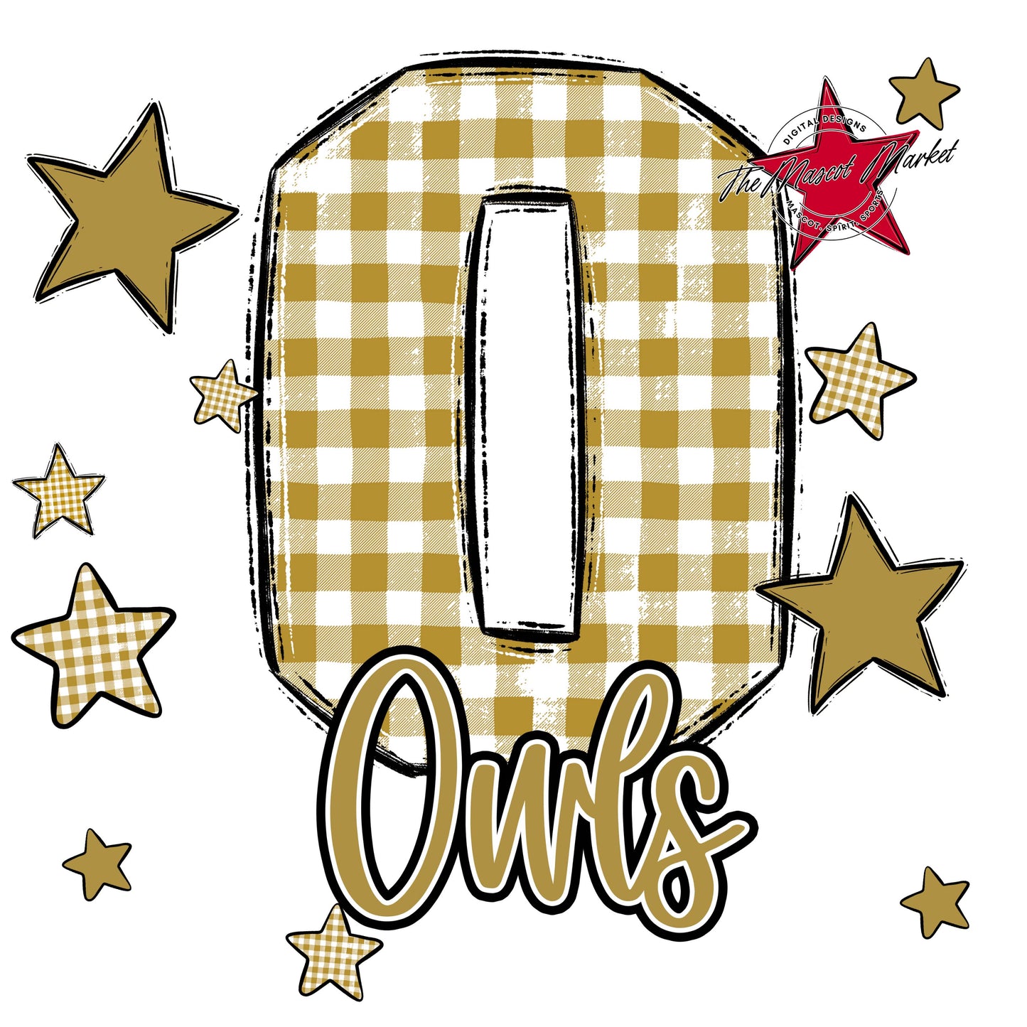Owls Plaid Star Design-Gold