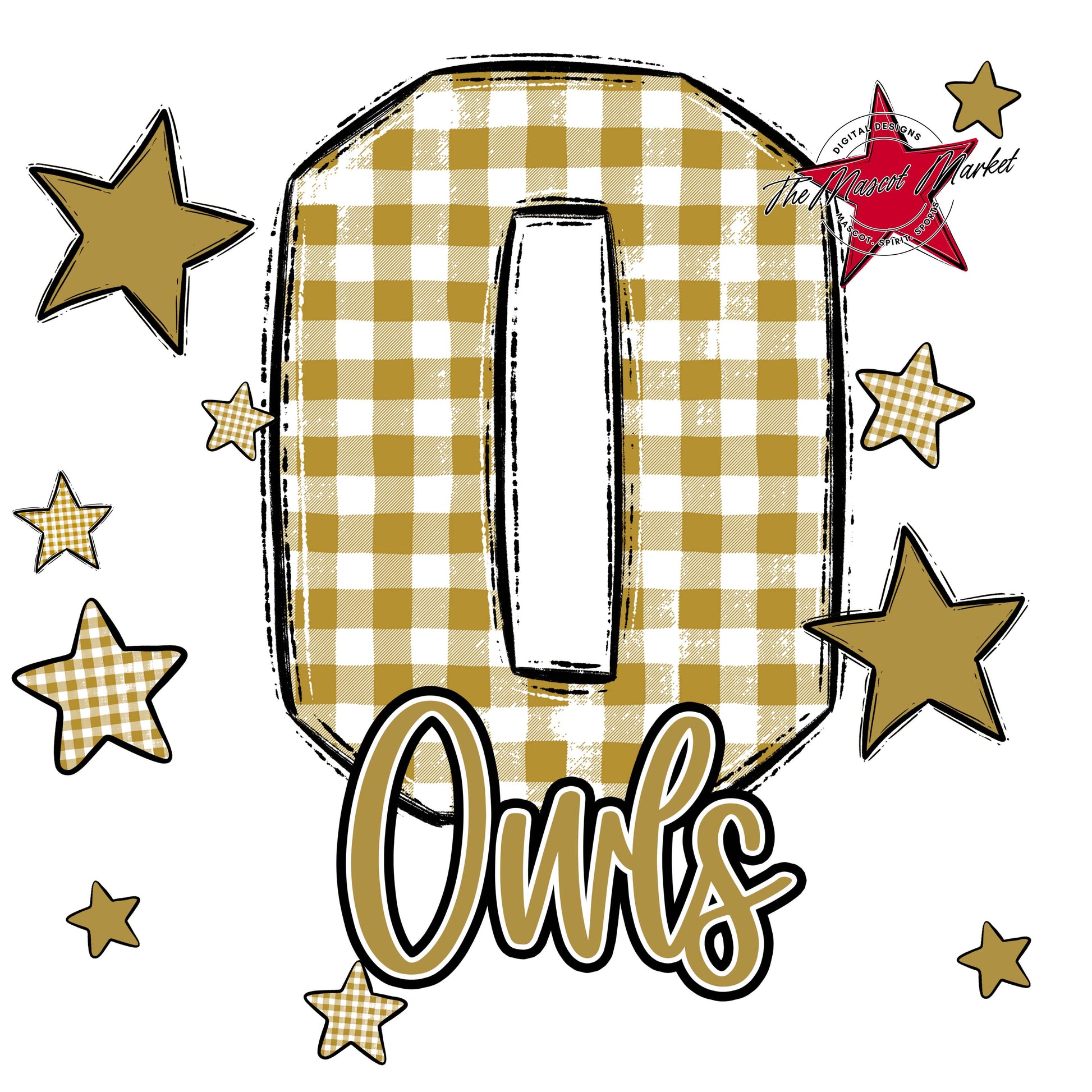 Owls Plaid Star Design-Gold