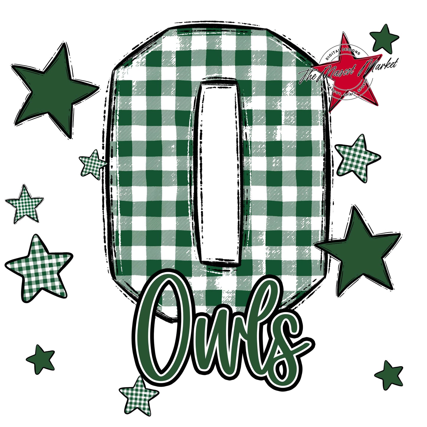 Owls Plaid Star Design-Green