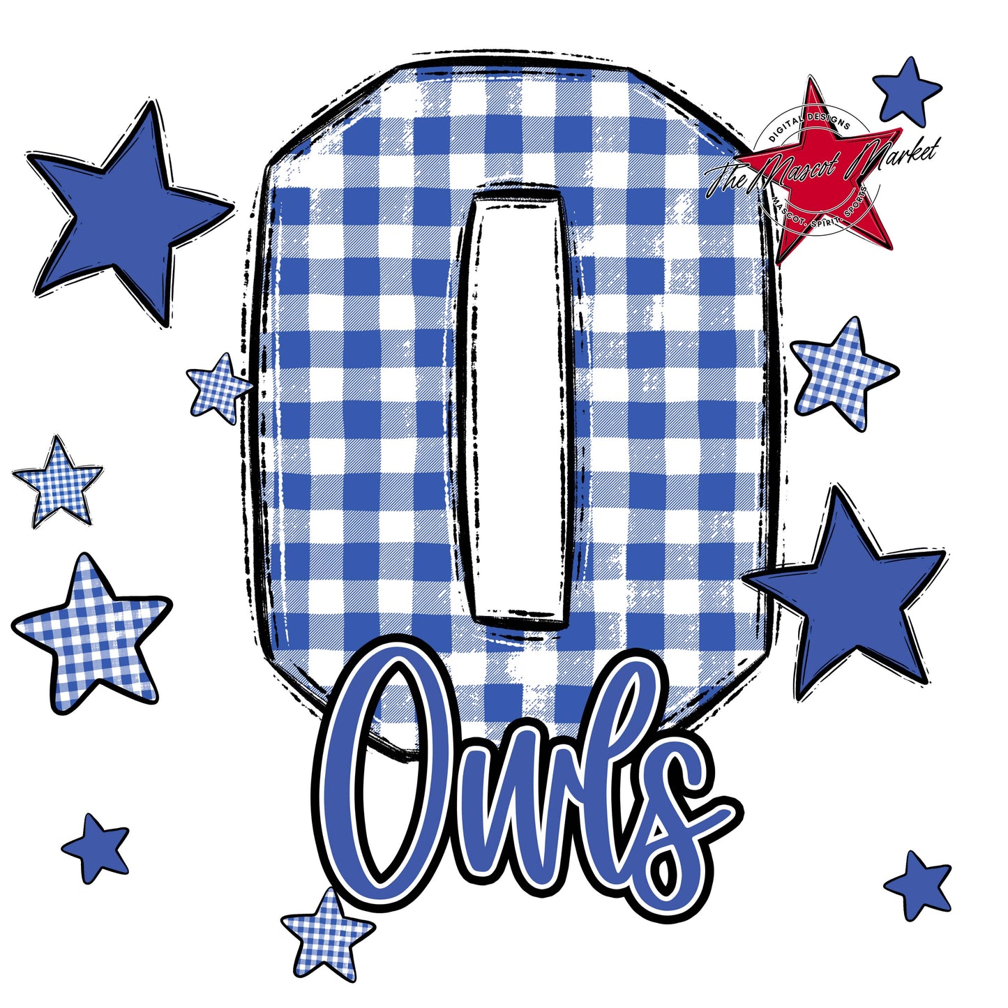 Owls Plaid Star Design-Off Blue