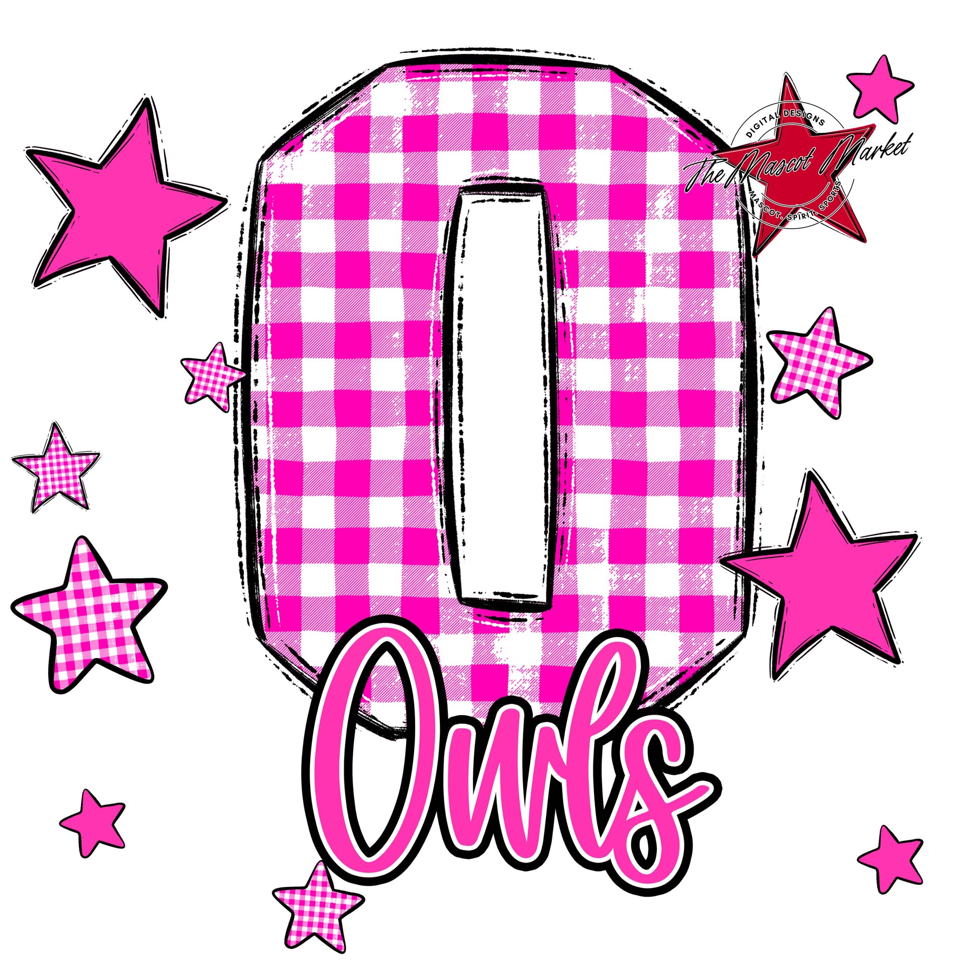 Owls Plaid Star Design-Pink