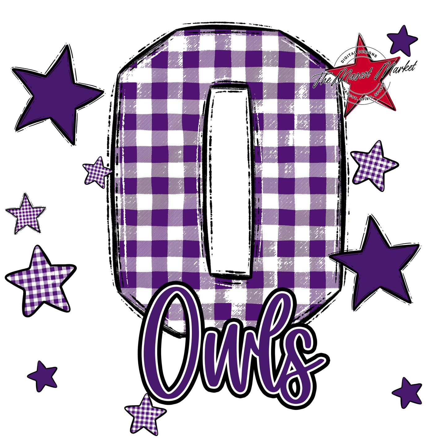 Owls Plaid Star Design-Purple