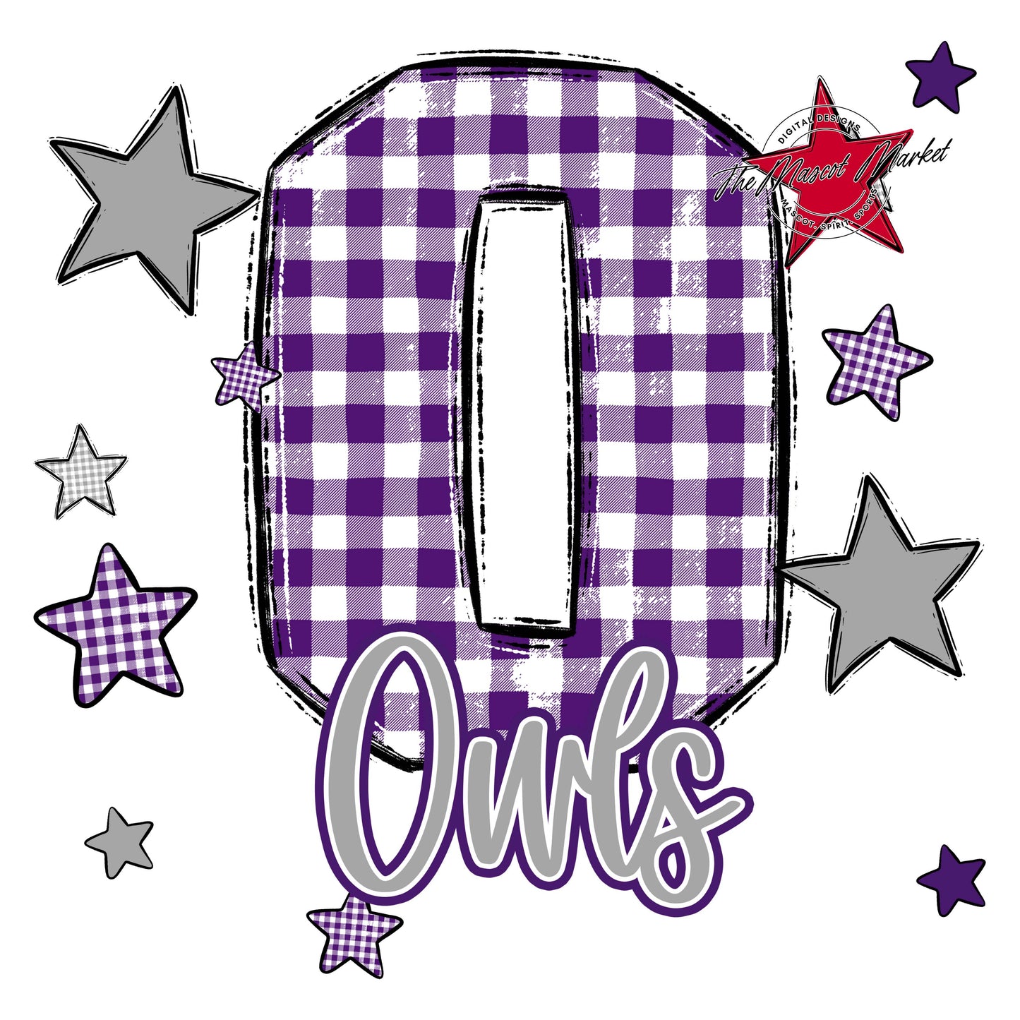 Owls Plaid Star Design-Purple & Grey
