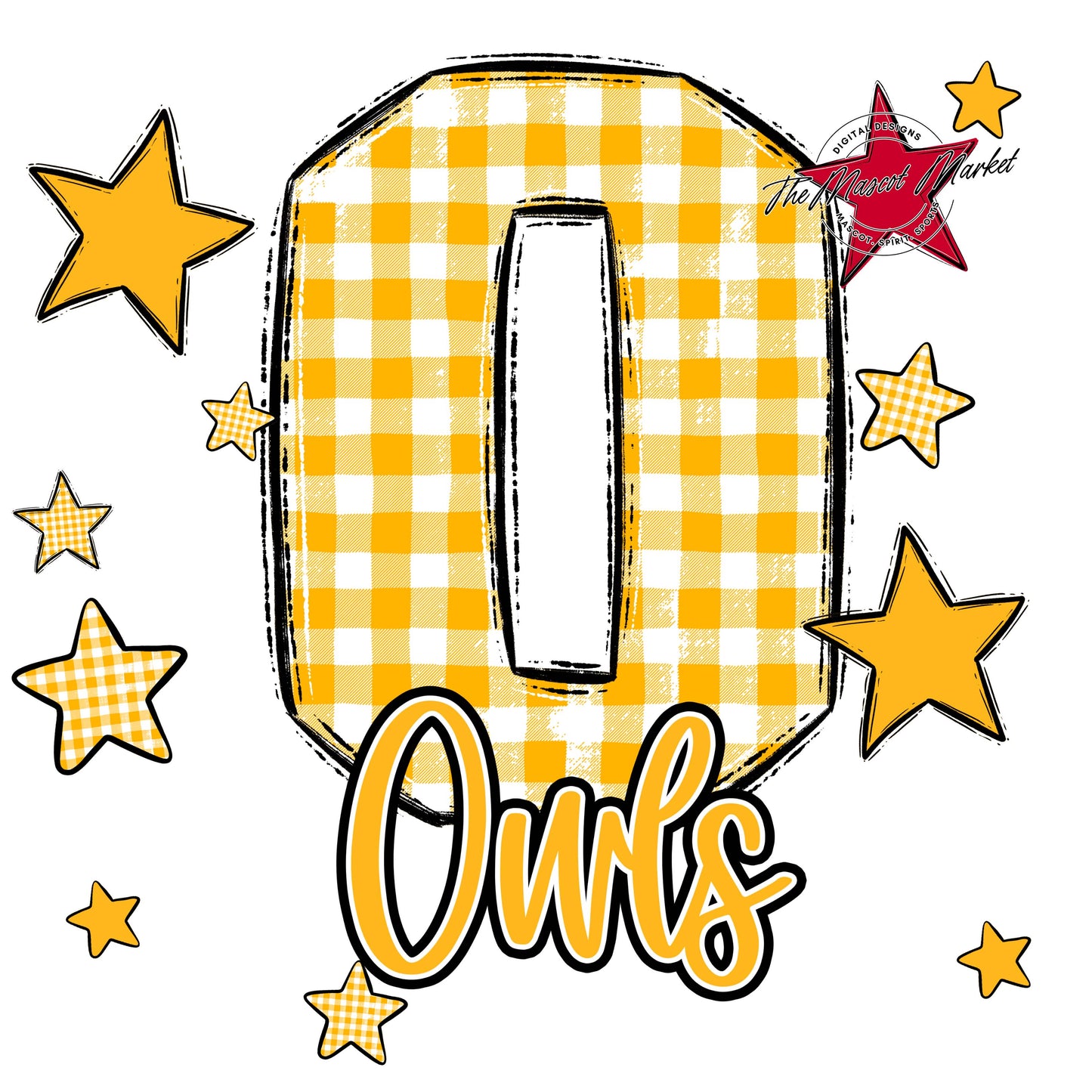 Owls Plaid Star Design-Yellow