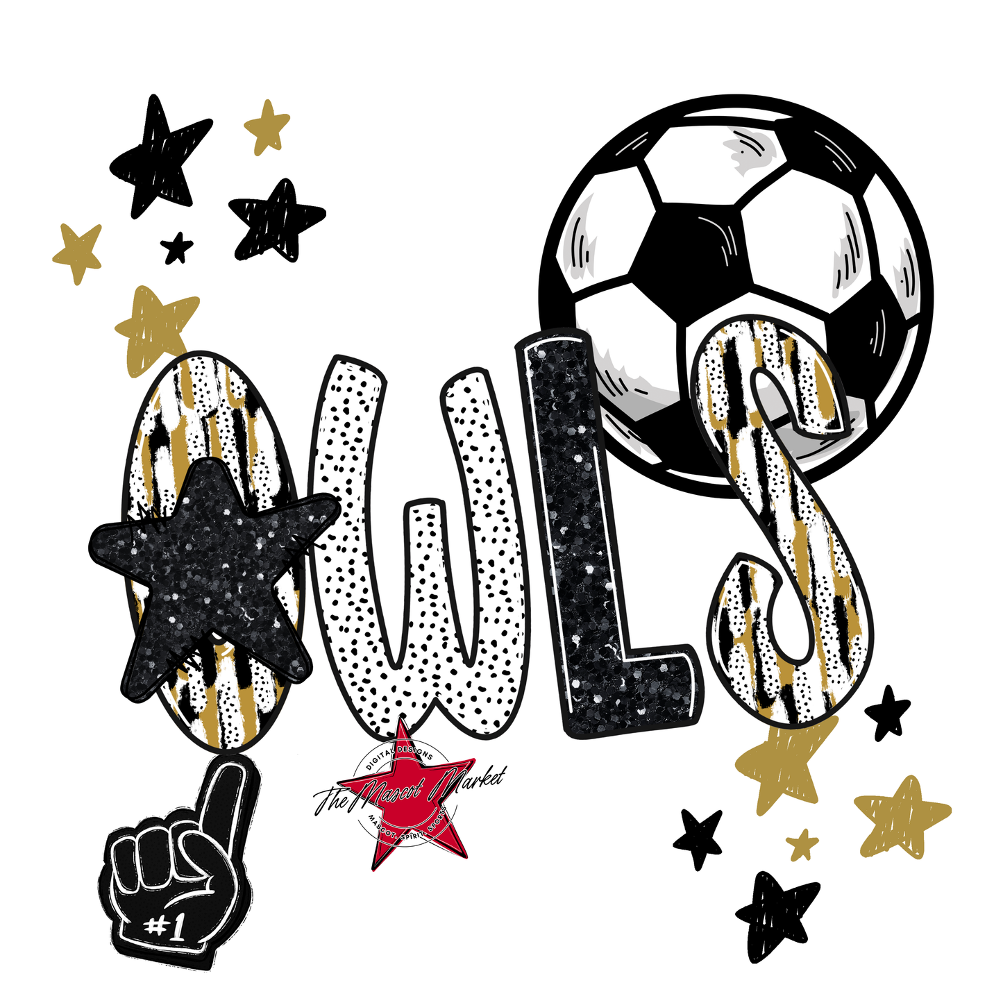 Owls Soccer Scrape-Gold