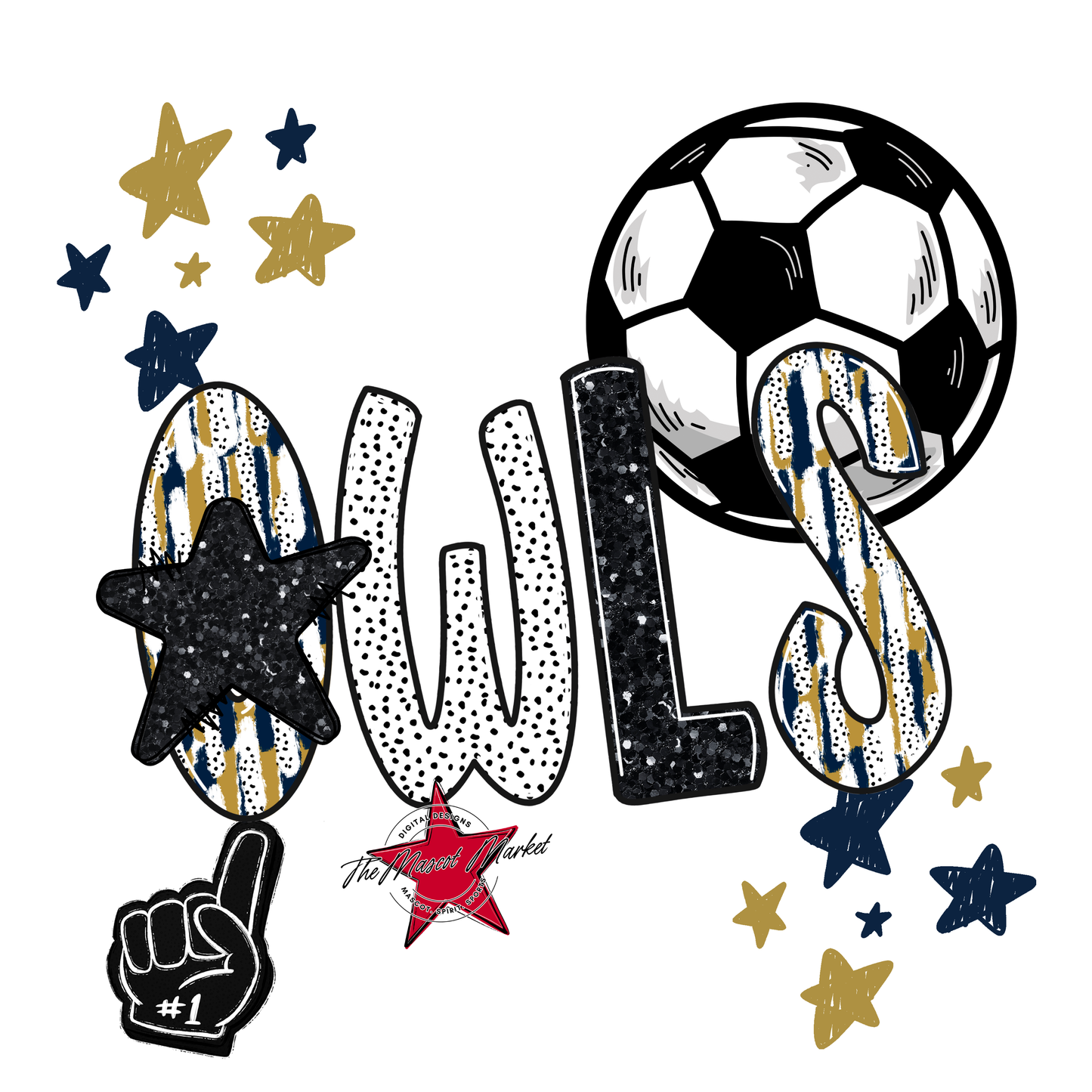 Owls Soccer Scrape-Navy-Gold