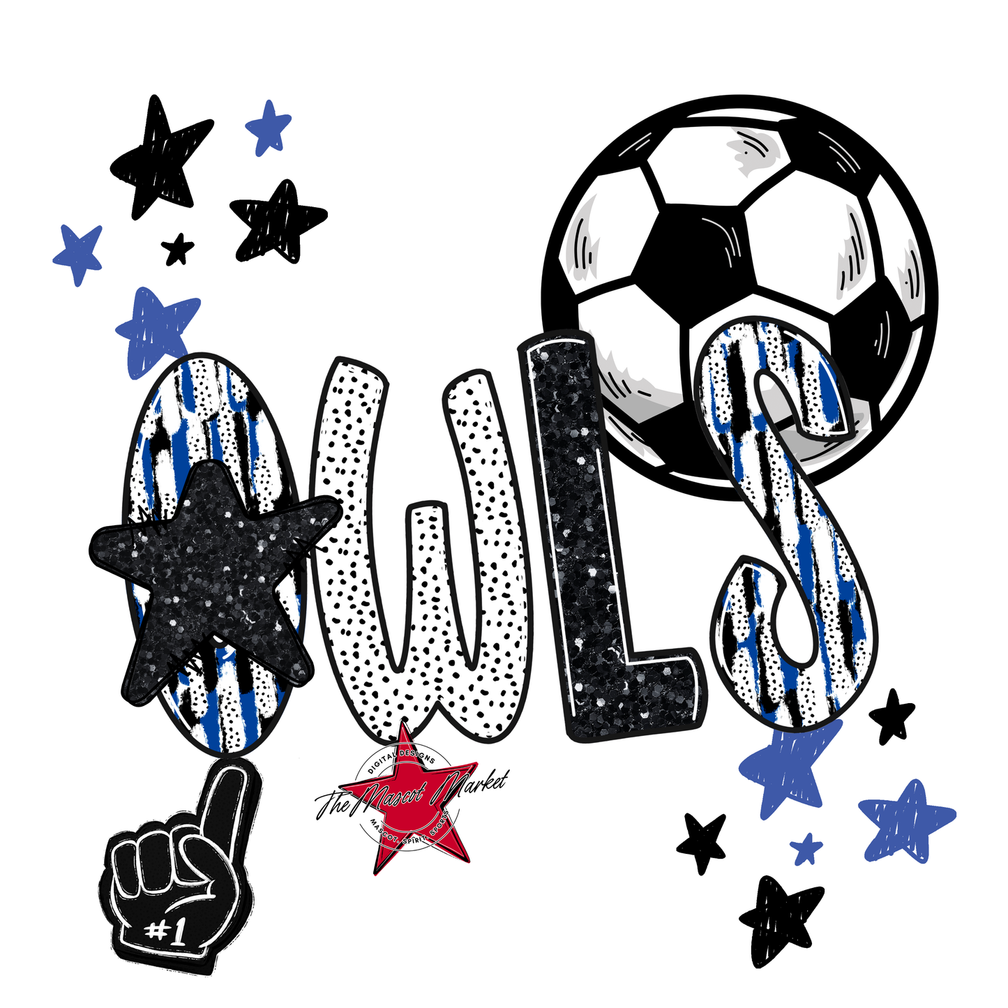 Owls Soccer Scrape-Off Blue