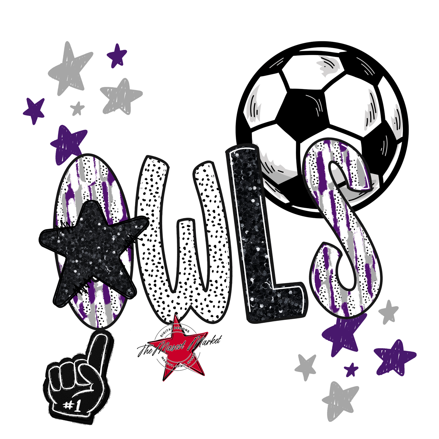 Owls Soccer Scrape-Purple-Grey