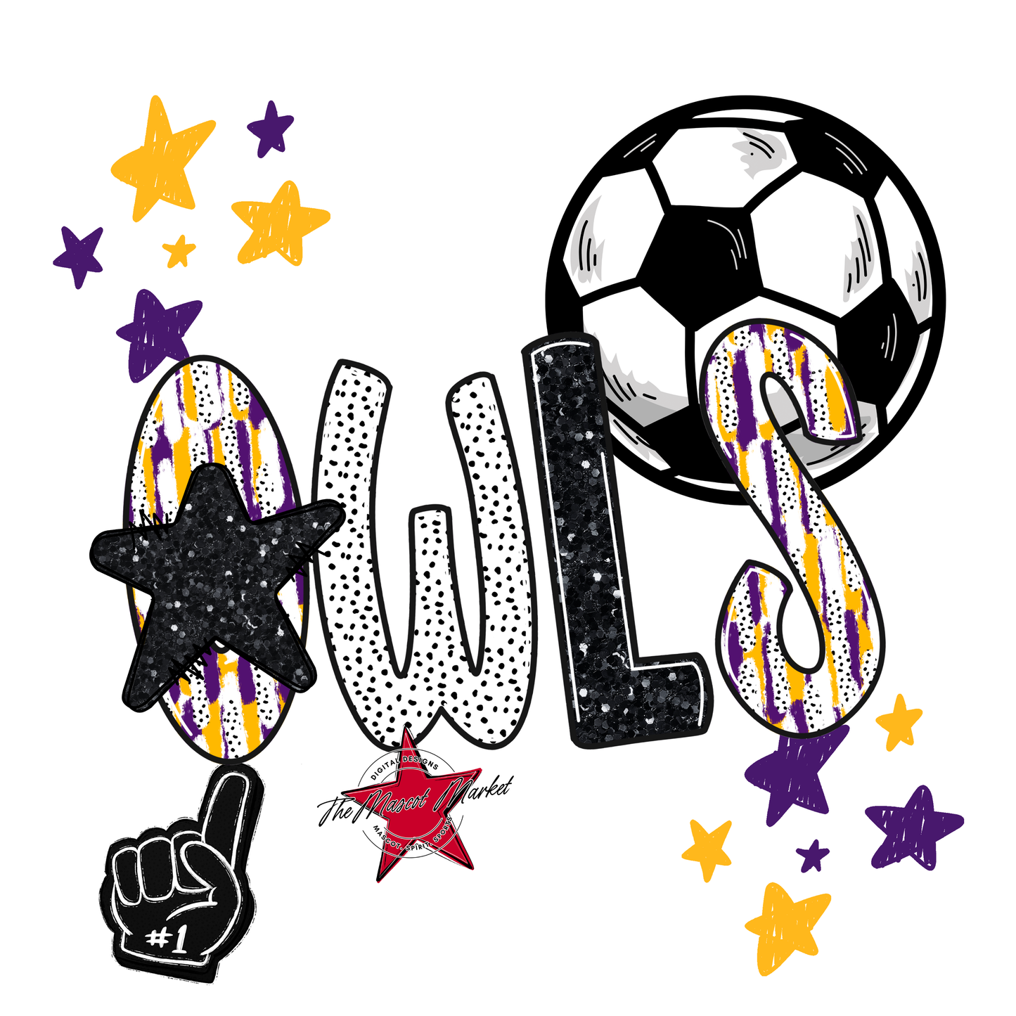 Owls Soccer Scrape-Purple-Yellow