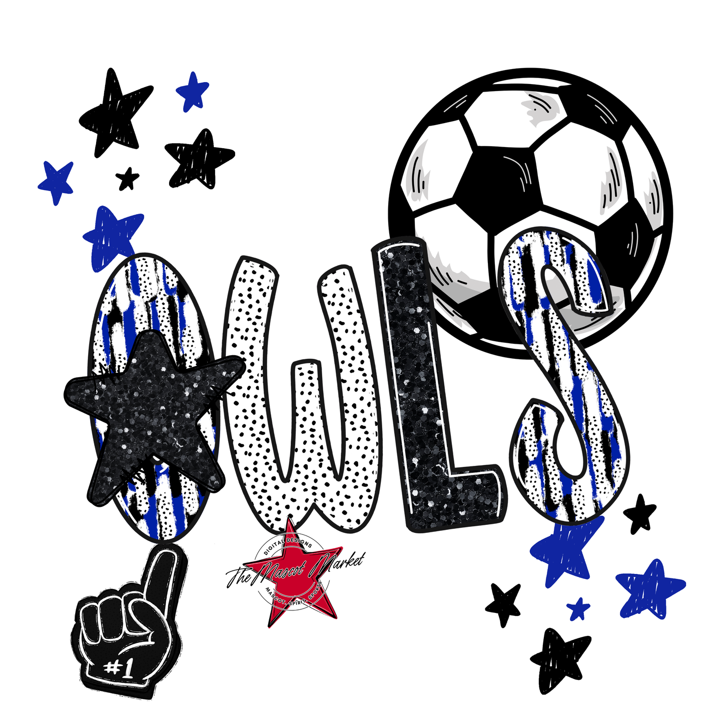 Owls Soccer Scrape-Royal Blue