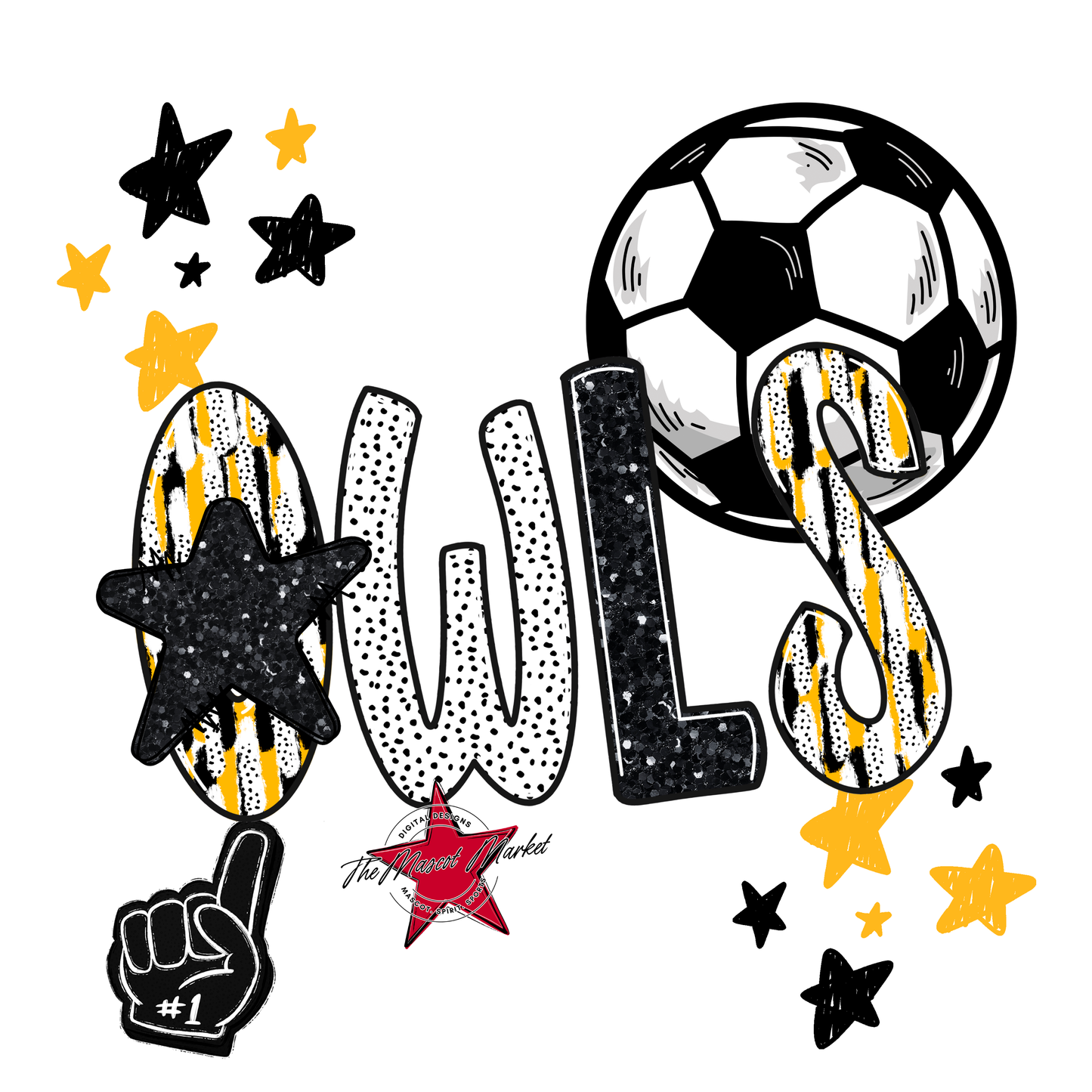 Owls Soccer Scrape-Yellow