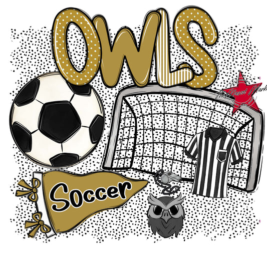 Owls Soccer Spirit-Gold