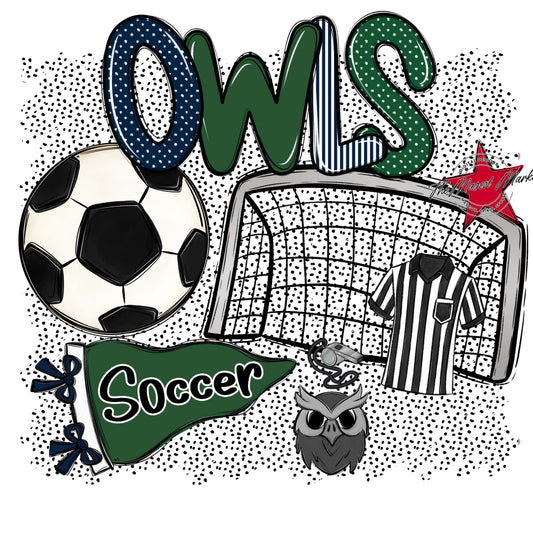 Owls Soccer Spirit-Navy & Green