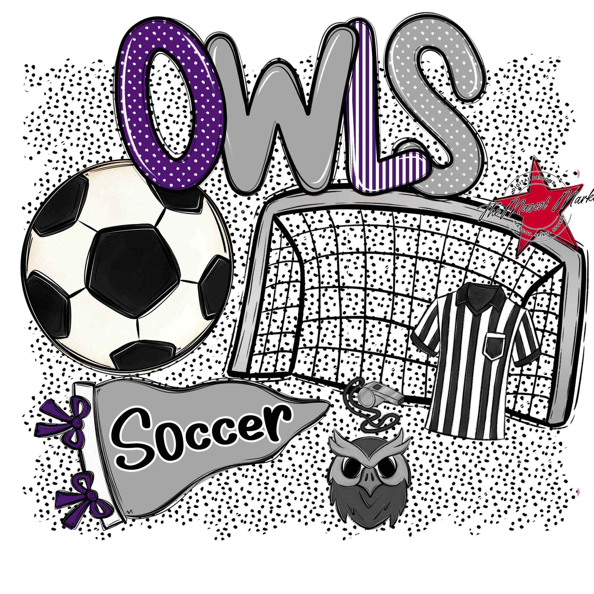 Owls Soccer Spirit-Purple & Grey