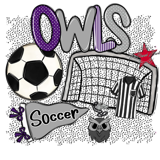 Owls Soccer Spirit-Purple & Grey