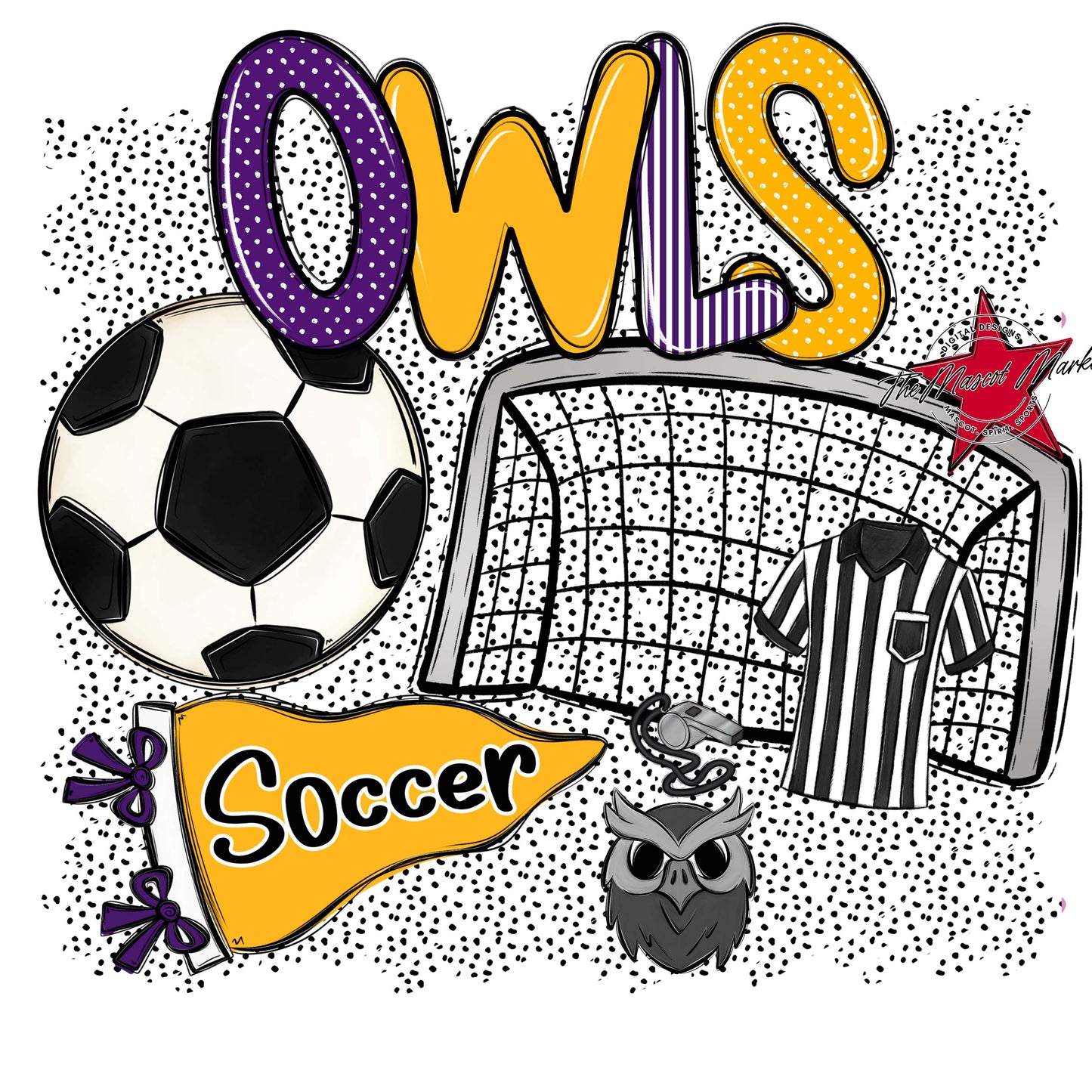 Owls Soccer Spirit-Purple & Yellow