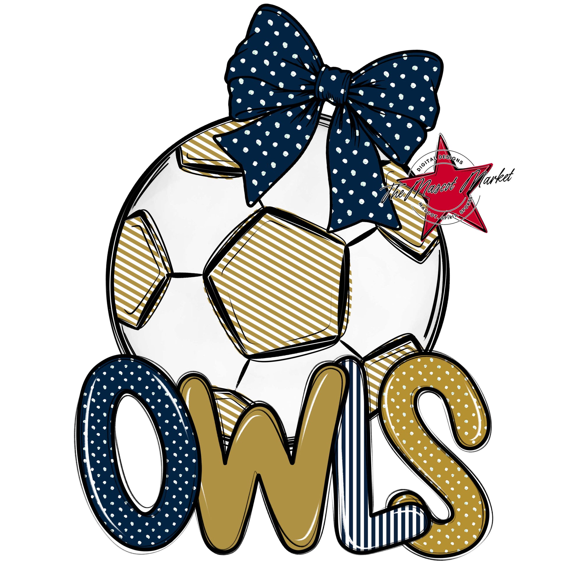 Owls Soccer Spirit Design-Navy & Gold