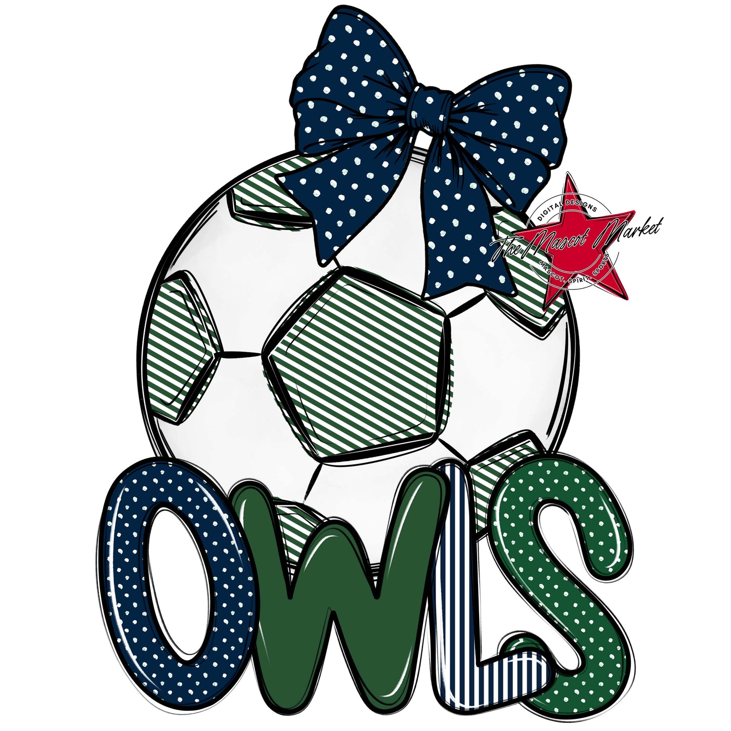 Owls Soccer Spirit Design-Navy & Green