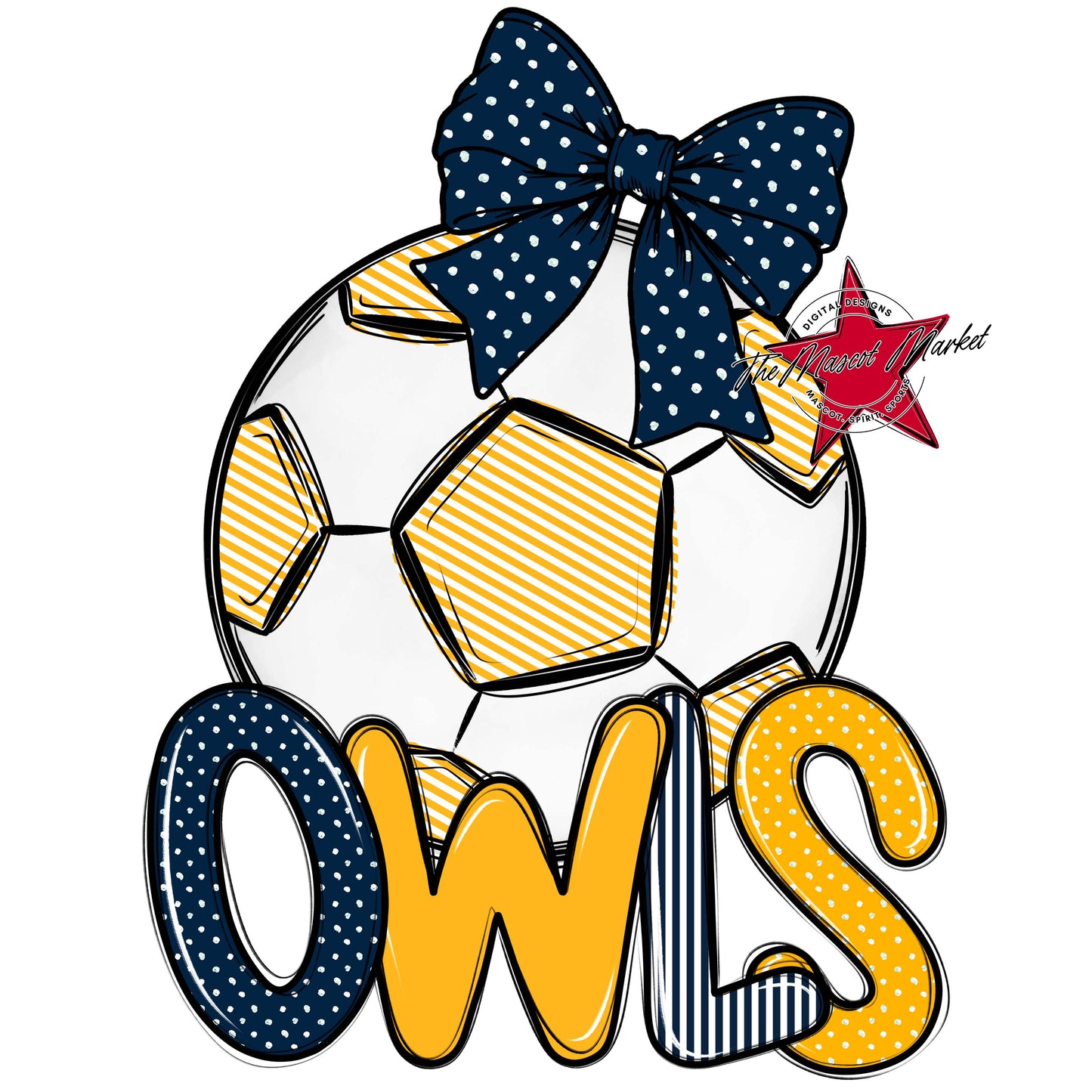 Owls Soccer Spirit Design-Navy & Yellow