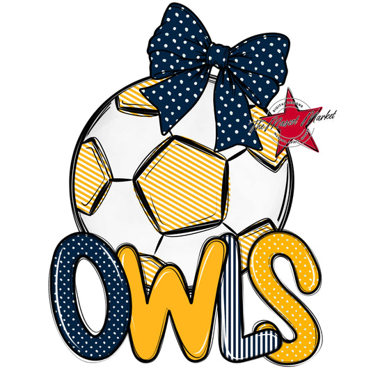 Owls Soccer Spirit Design-Navy & Yellow