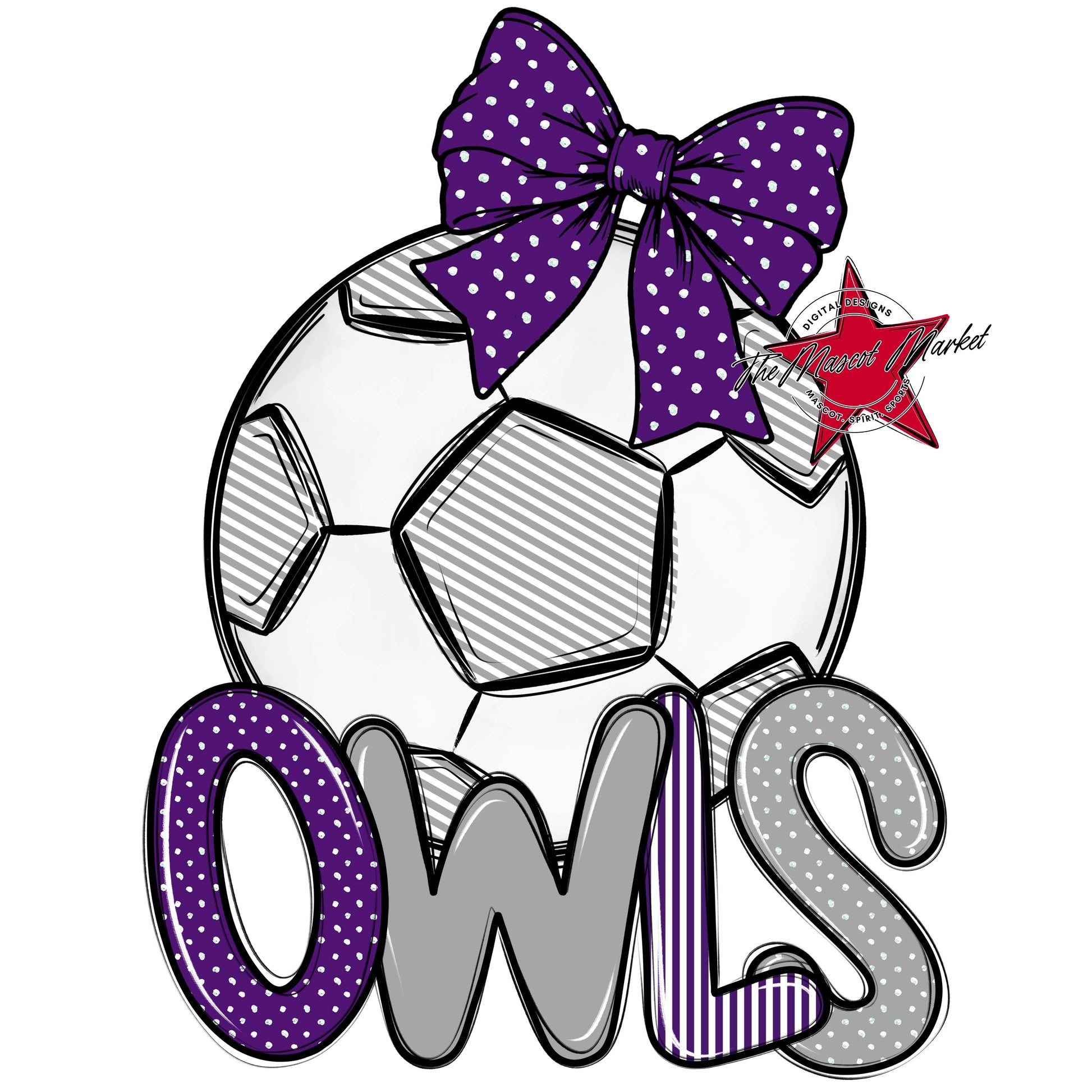 Owls Soccer Spirit Design-Purple & Grey