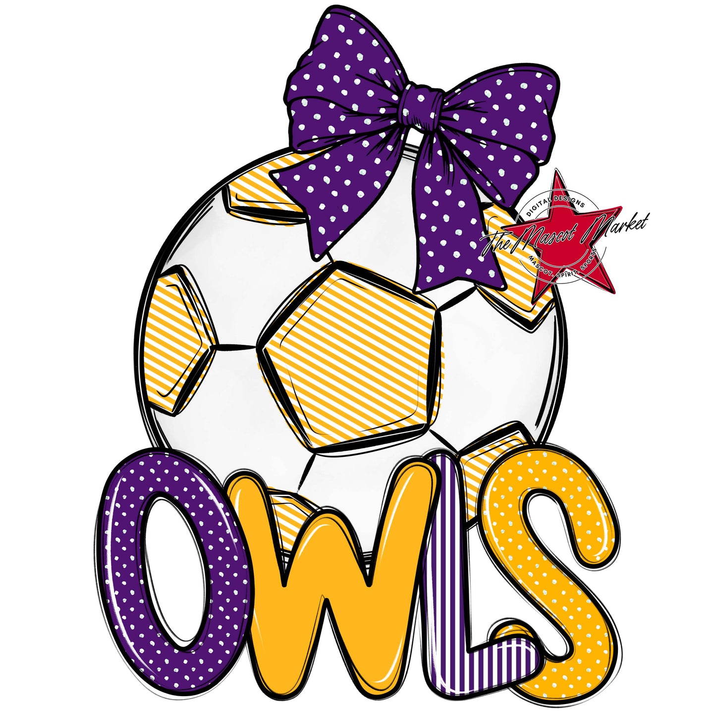 Owls Soccer Spirit Design-Purple & Yellow