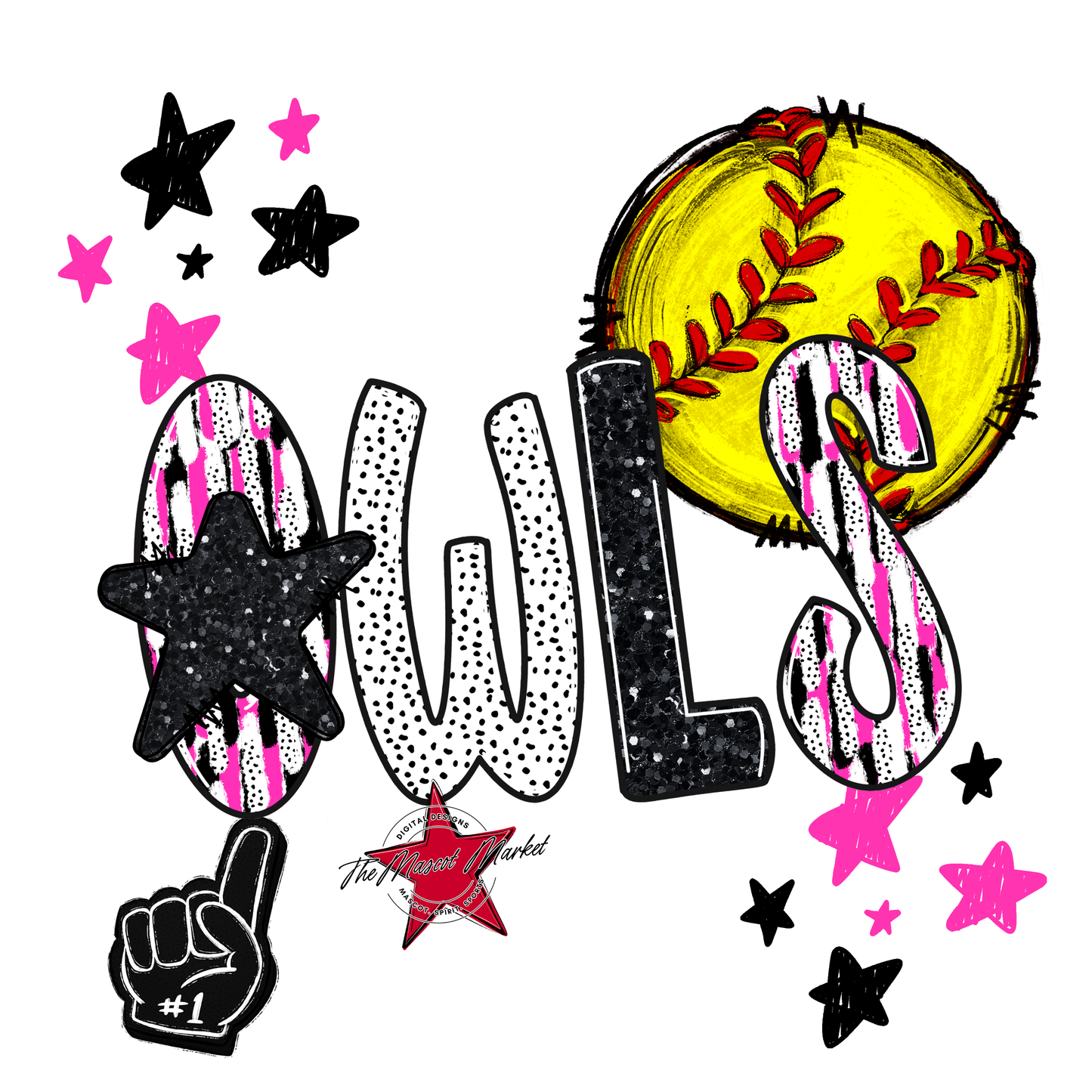 Owls Softball Scrape-Pink