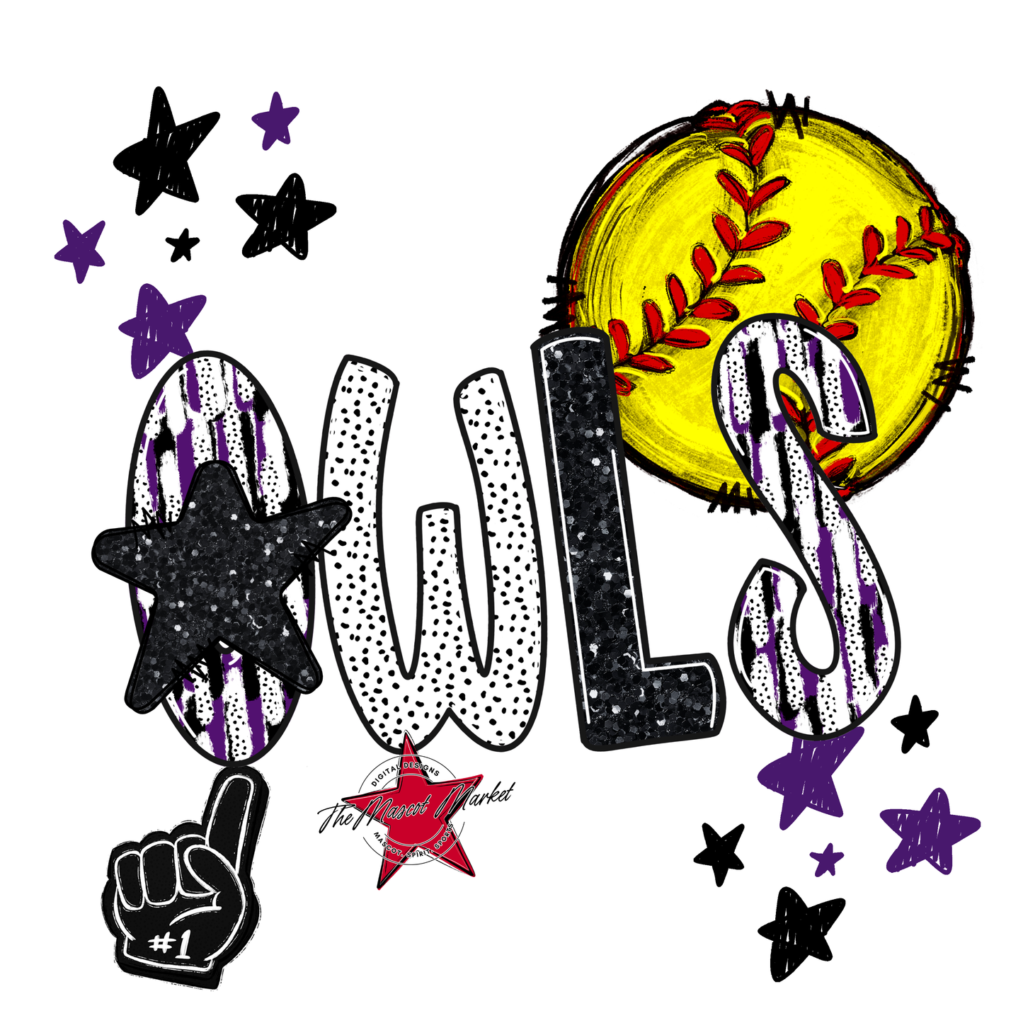 Owls Softball Scrape-Purple