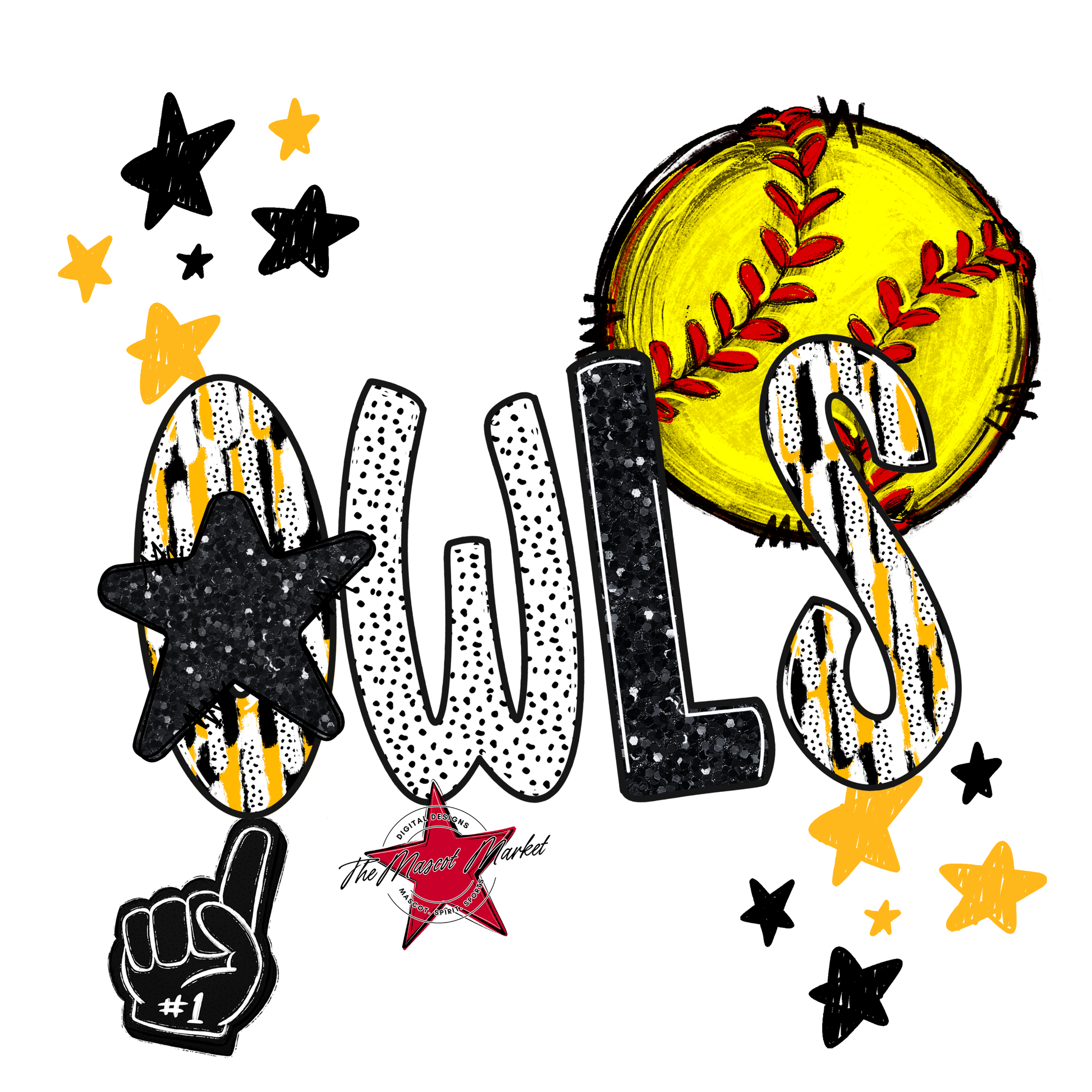 Owls Softball Scrape-Yellow