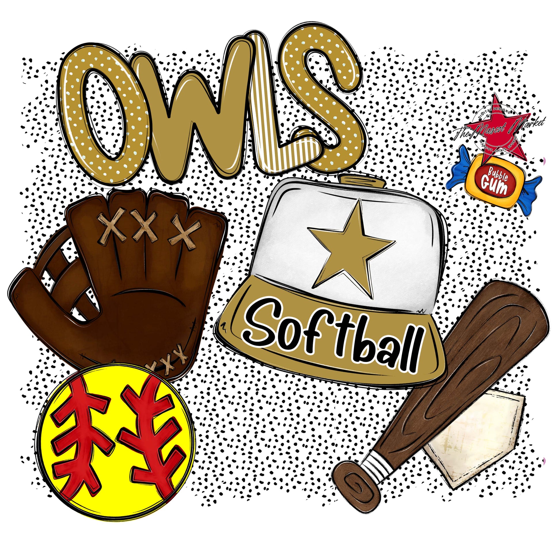 Owls Softball Spirit-Gold