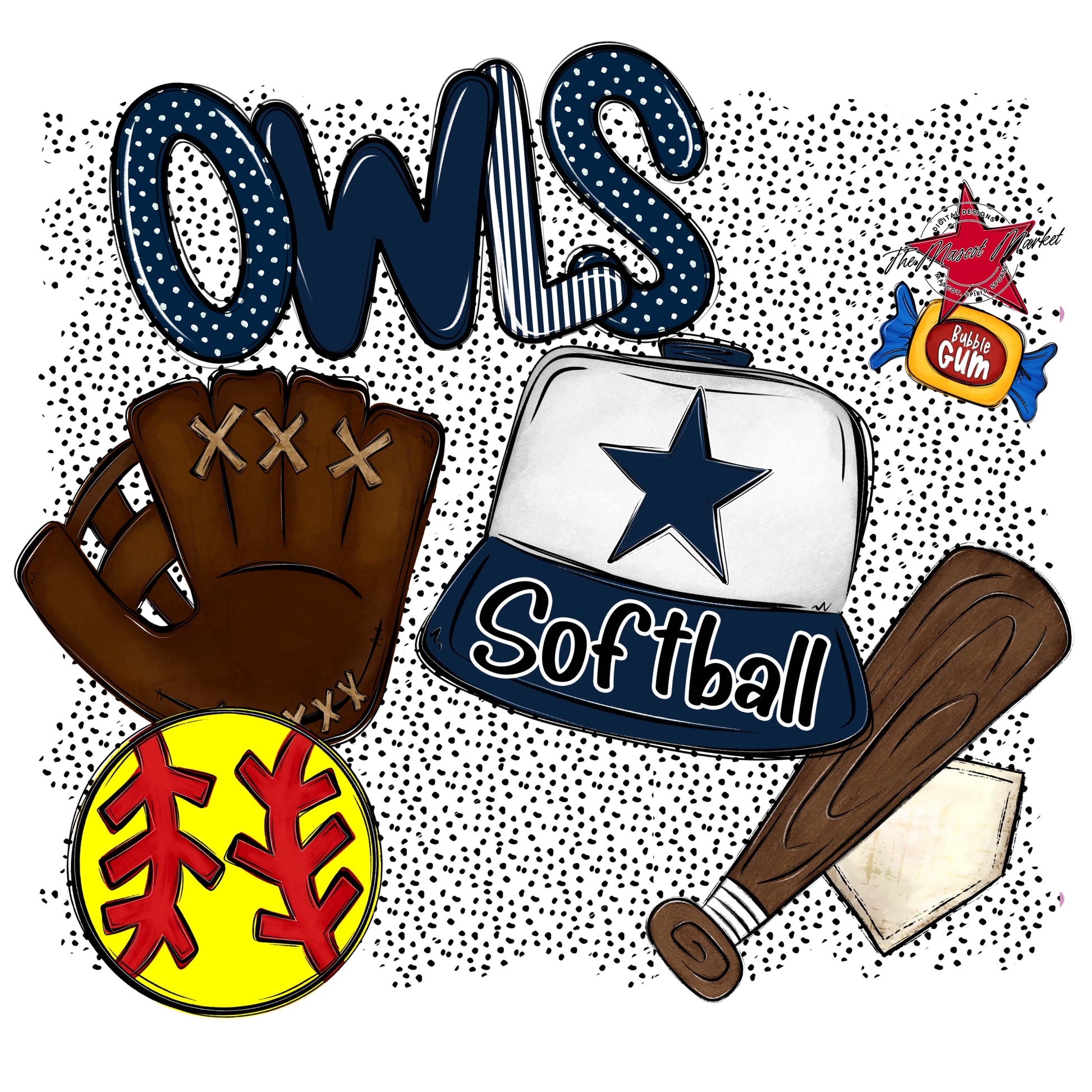 Owls Softball Spirit-Navy