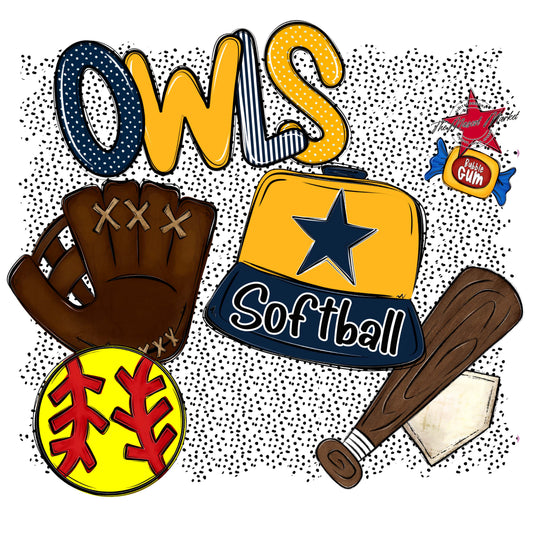Owls Softball Spirit-Navy & Yellow