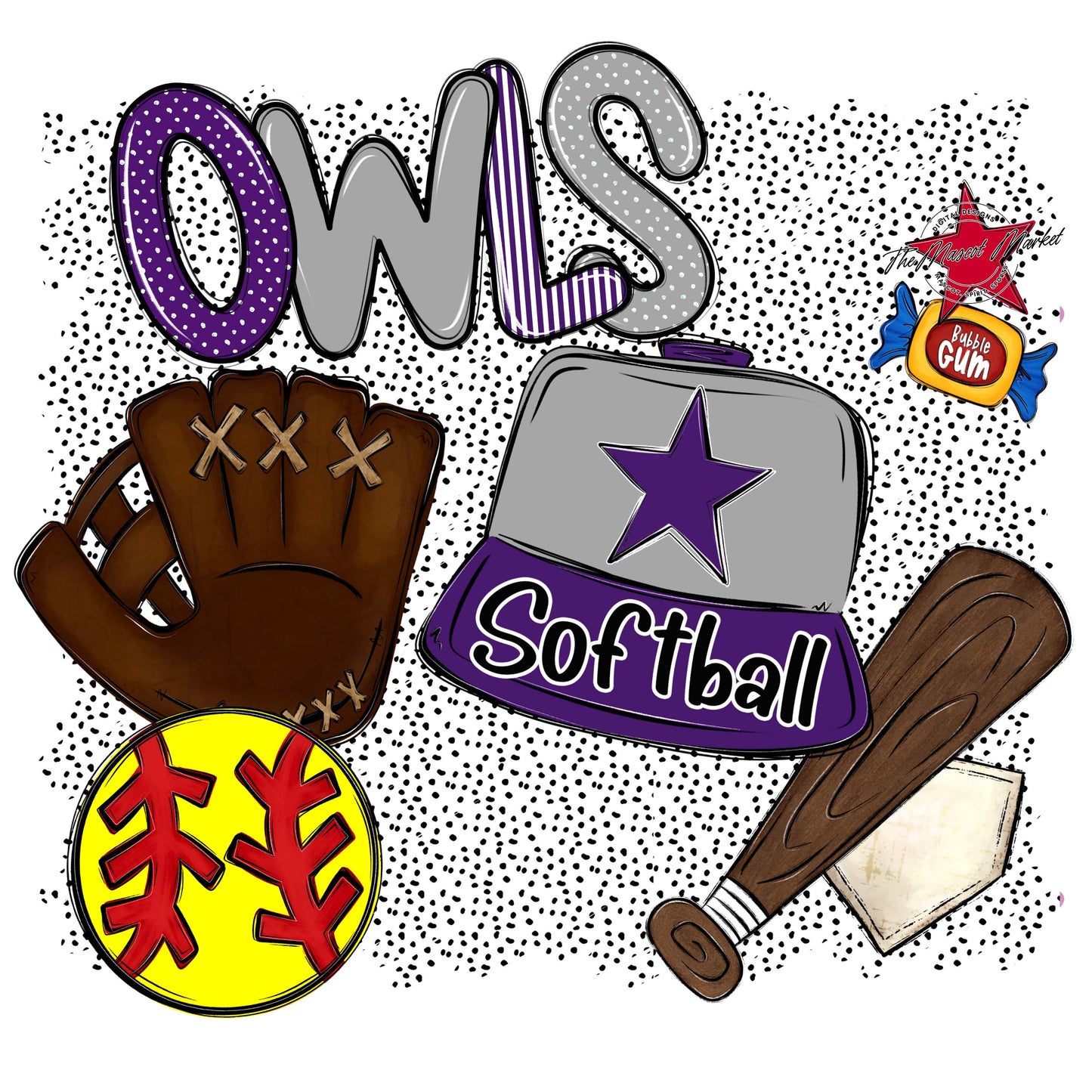 Owls Softball Spirit-Purple & Grey