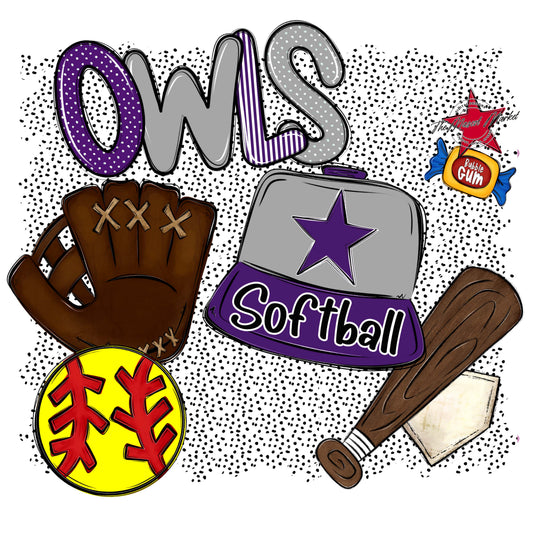 Owls Softball Spirit-Purple & Grey
