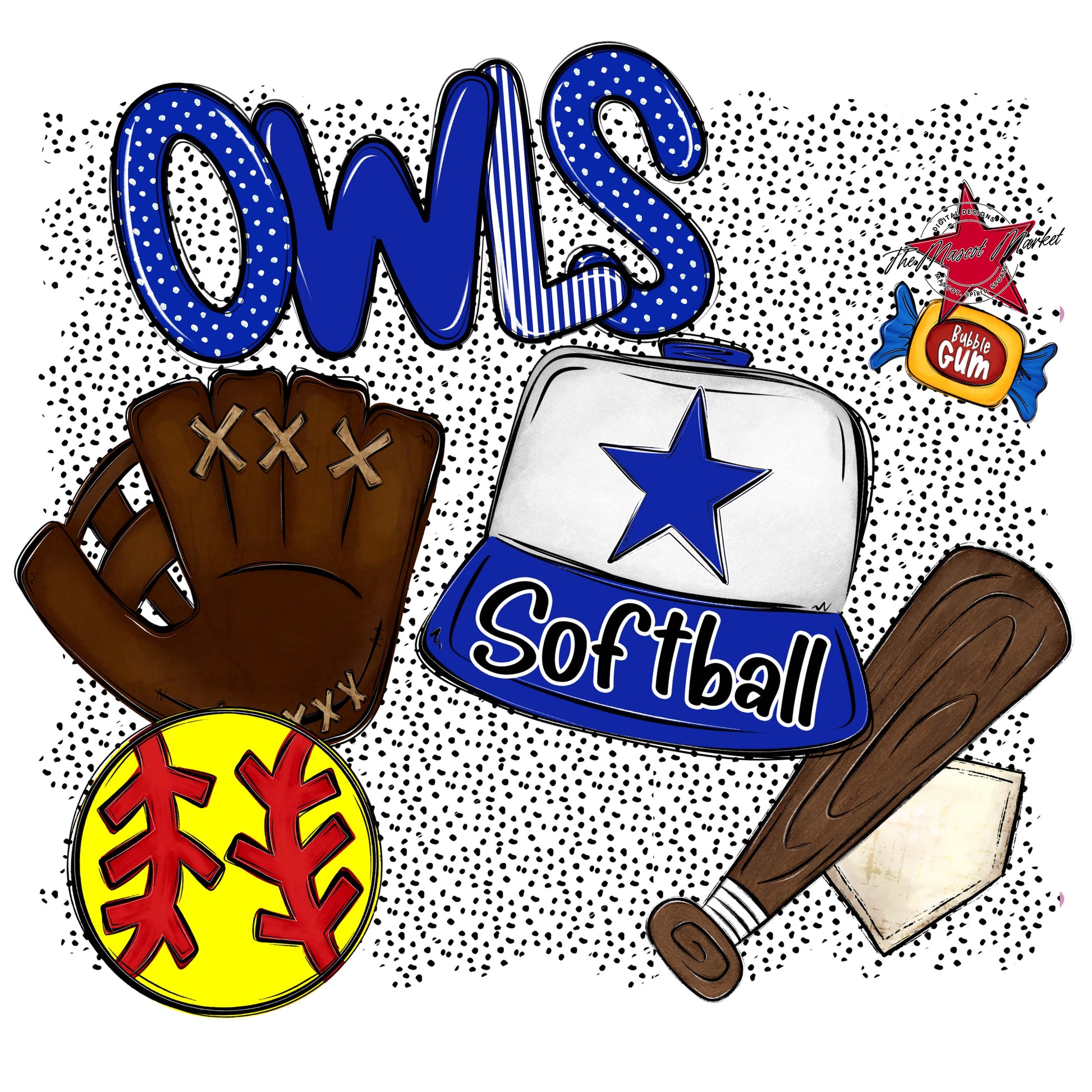 Owls Softball Spirit-Royal Blue