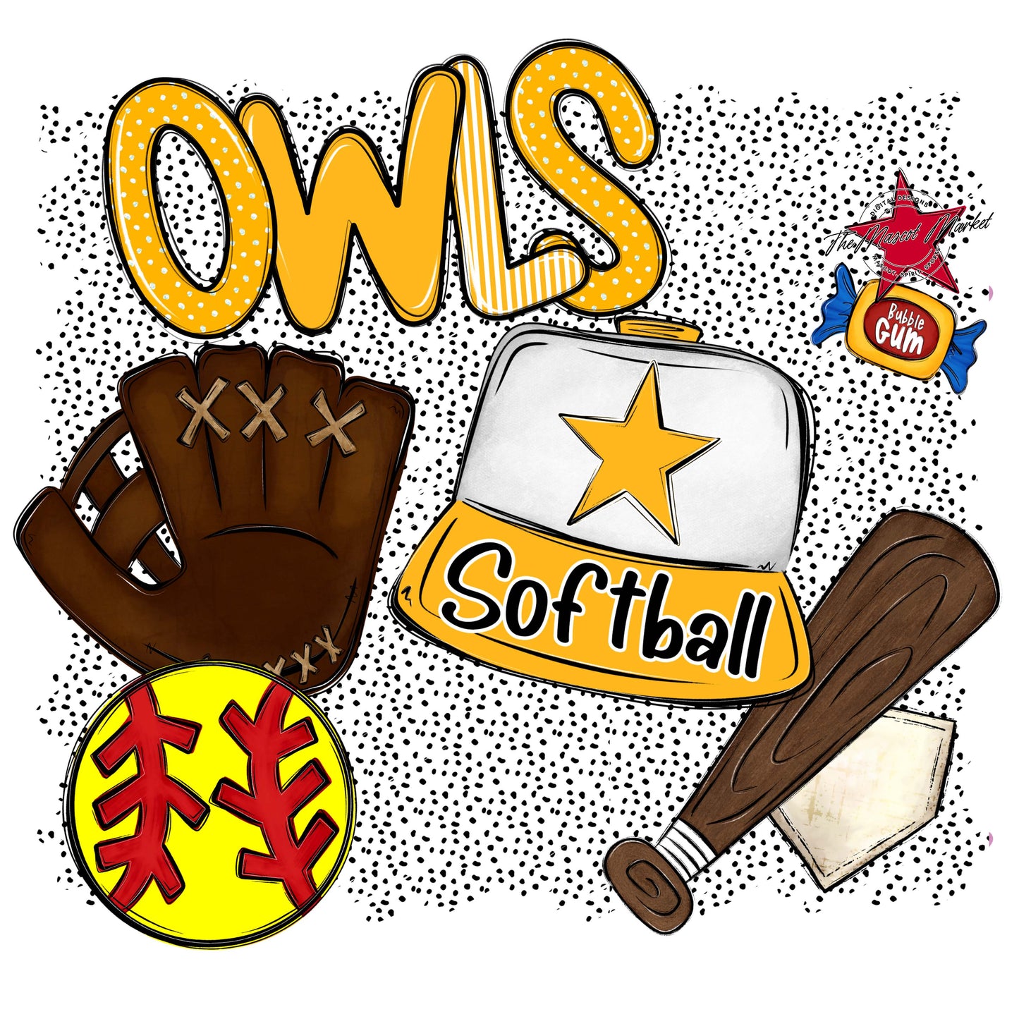 Owls Softball Spirit-Yellow