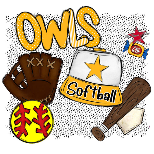 Owls Softball Spirit-Yellow