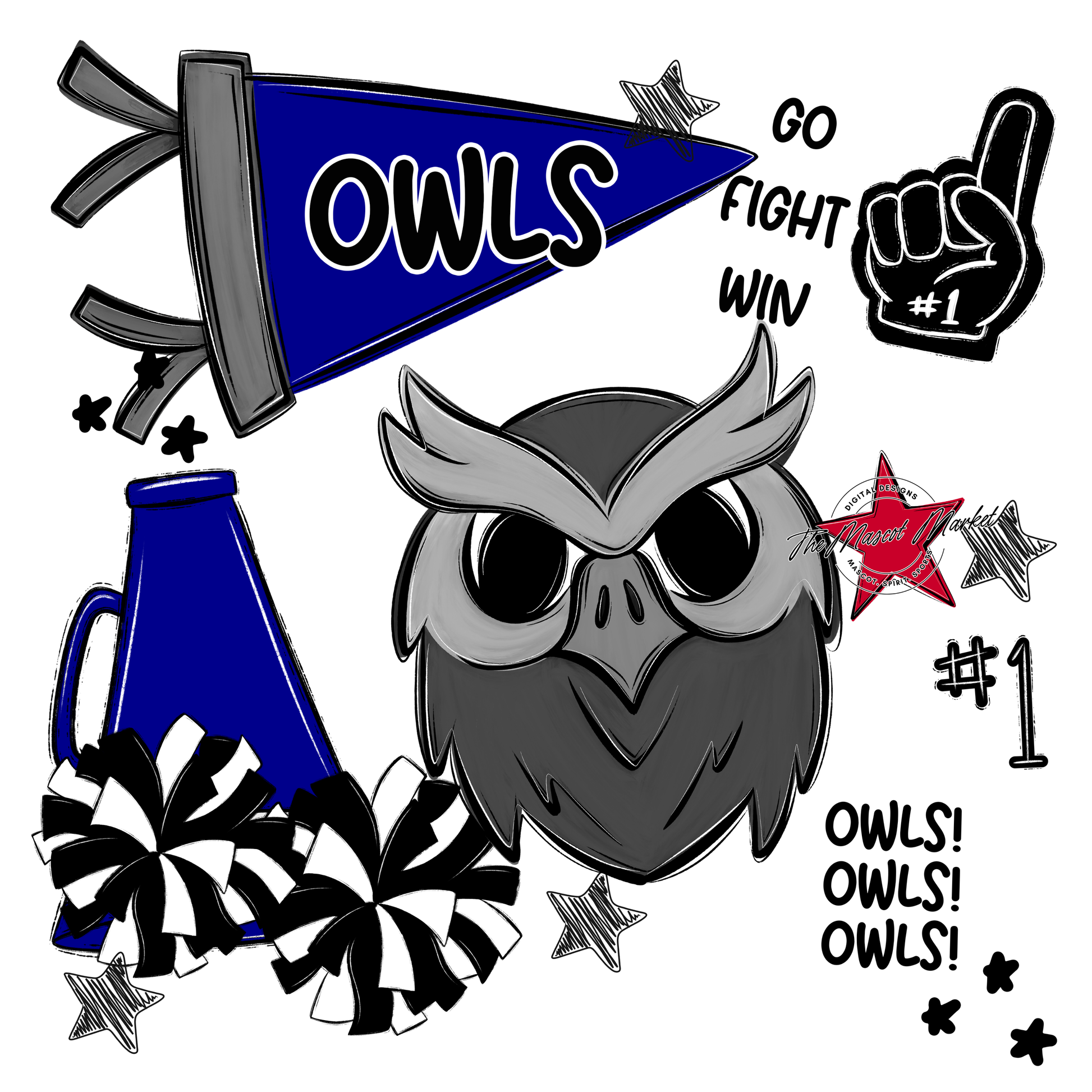 Owls Spirit Design-Blue