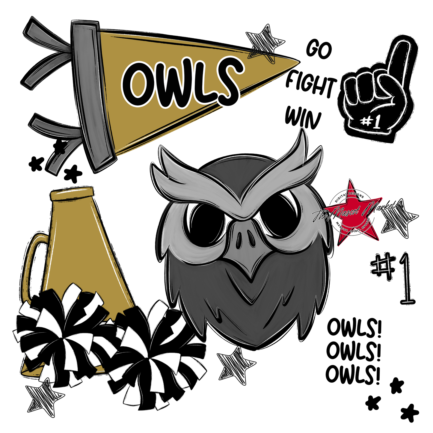 Owls Spirit Design-Gold