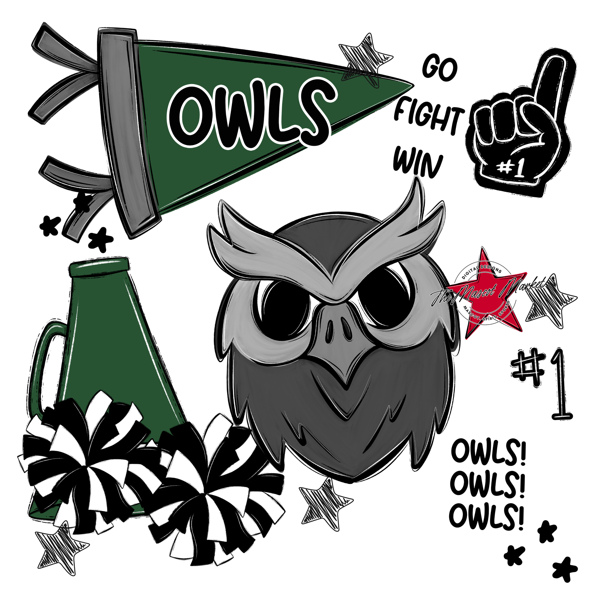 Owls Spirit Design-Green