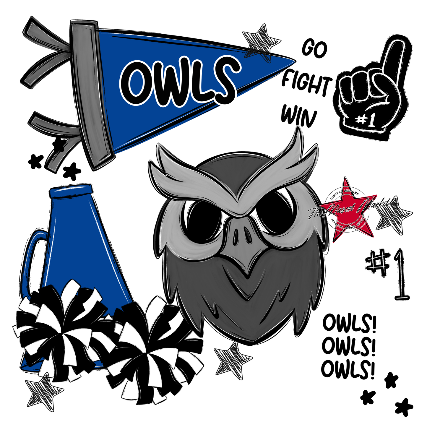 Owls Spirit Design-Off Blue