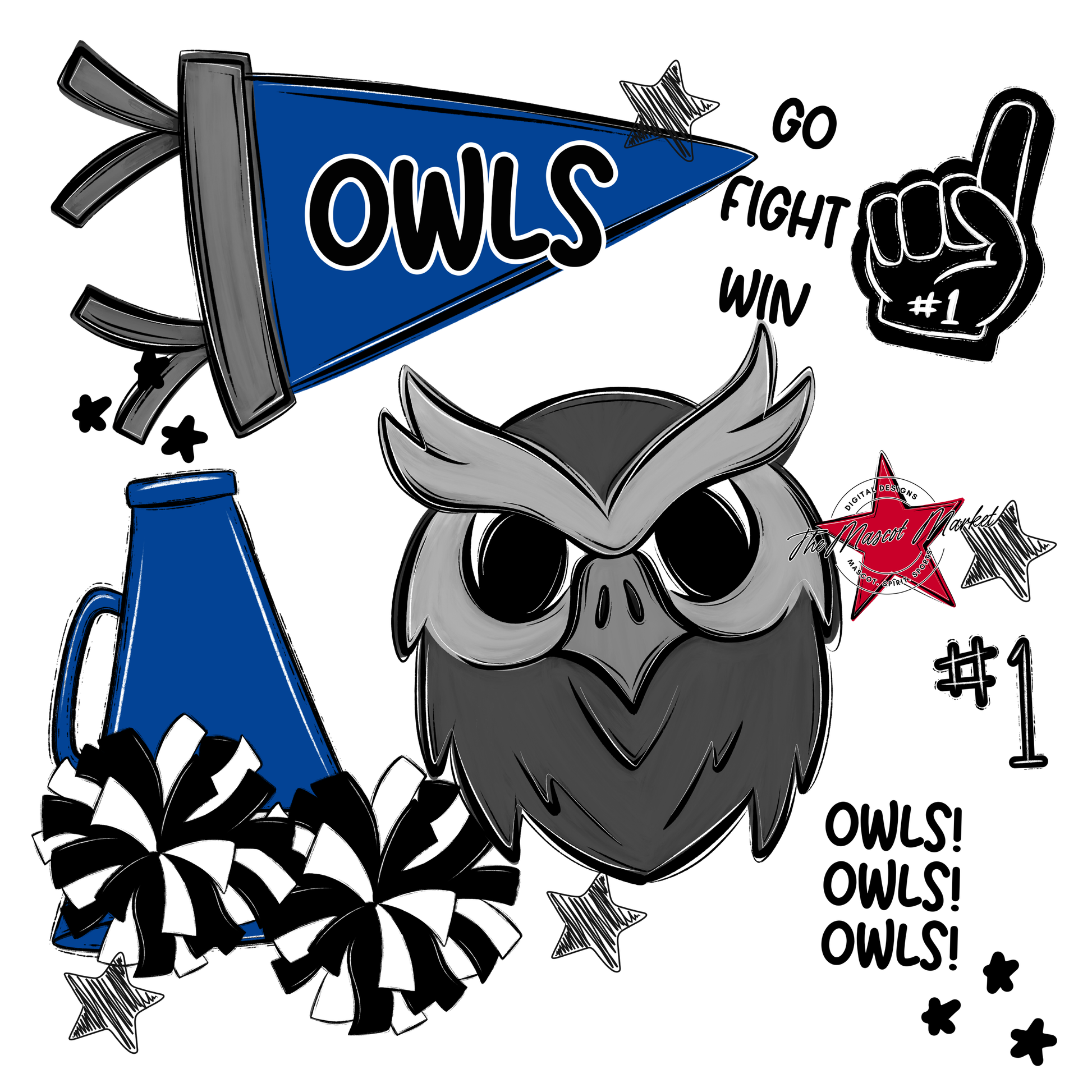 Owls Spirit Design-Off Blue