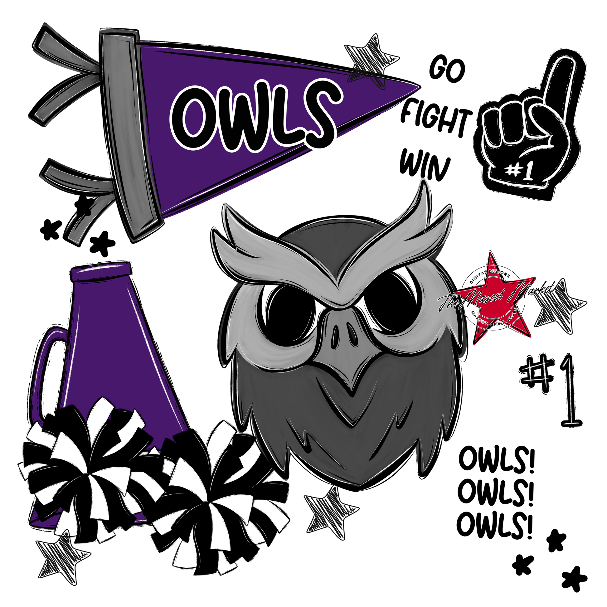 Owls Spirit Design-Purple
