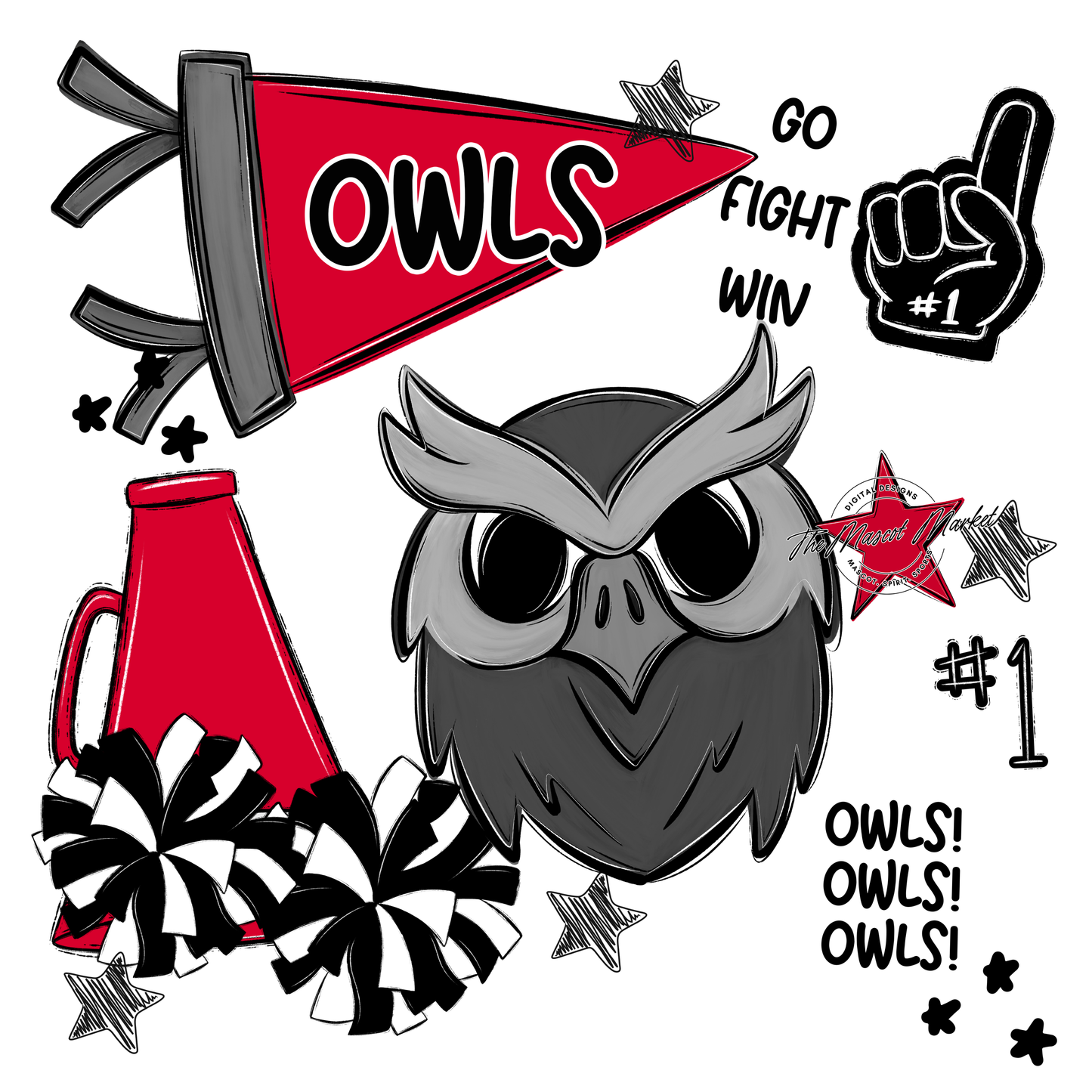 Owls Spirit Design-Red
